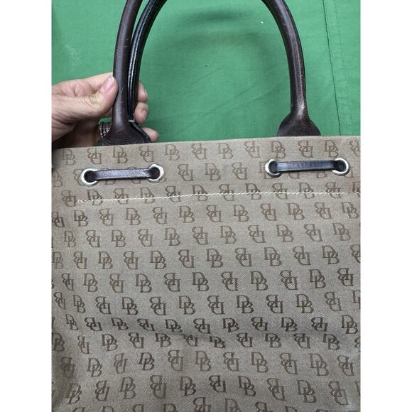 DOONEY & BOURKE Bag Purse Vintage Signature DB Canvas Leather Tote Handbag Brown - Picture 5 of 8
